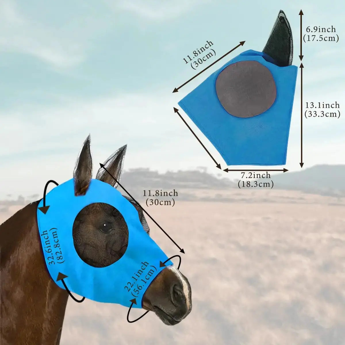 Horse Fly Mask with Ears UV Protection for Small Horses by Thinslimer