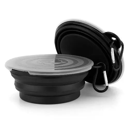 SLSON Dog Bowls Pet Collapsible Bowl with Cover Lids,2 Pack Dog Travel Bowls Portable Foldable Cat Water Dish Bowl for Pets Walking Parking Camping by SLSON