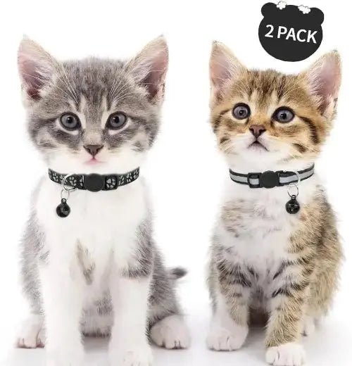 Taglory Reflective Cat Collar Breakaway with Bell, High Visibility Night Strip, Lightweight Adjustable Nylon Collar for Boy Girl Cats, 2 Pack by Taglory