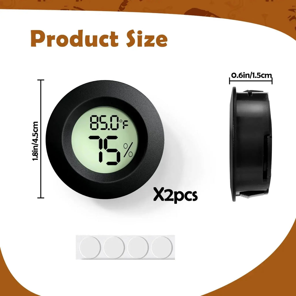 Vodolo Reptile Thermometer and Humidity Gauge,Digital Adhesive Reptile Hydrometer Thermomete Tank Accessories,Reptile Terrarium Thermomete Pet Supplies for Snake,Bearded by Vodolo