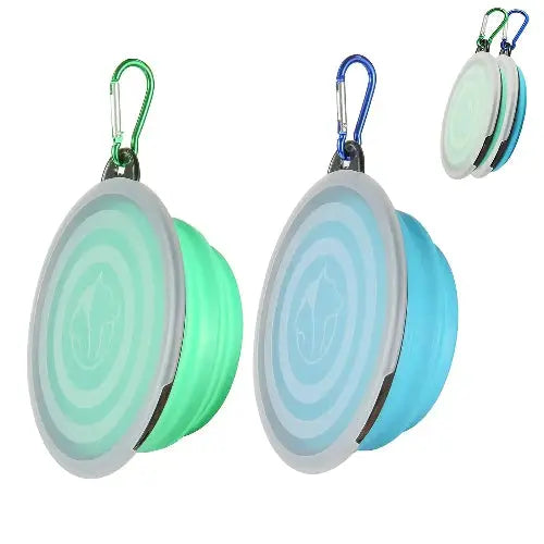 SLSON Dog Bowls Pet Collapsible Bowl with Cover Lids,2 Pack Dog Travel Bowls Portable Foldable Cat Water Dish Bowl for Pets Walking Parking Camping by SLSON