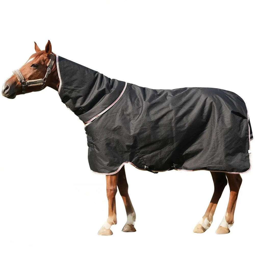 Equoray Equoray Horse Fly Sheet Waterproof Rainproof Breathable Sheet with Neck Cover, Lightweight Polyfill for Cool Weather, Perfect for Spring, Fall & Mild Winter, Black by Equoray