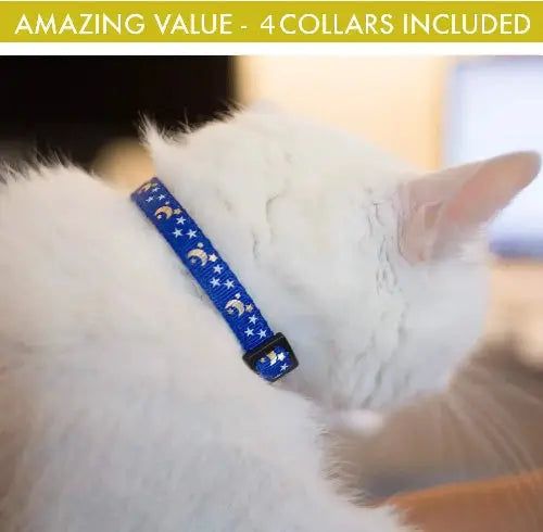 Bemix Pets Cat Collar Stars and Moon, Reflective with Bell, Solid & Safe Collars for Cats, Nylon, Kitty Collars, Pet Collar, Breakaway Cat Collar by Bemix Pets