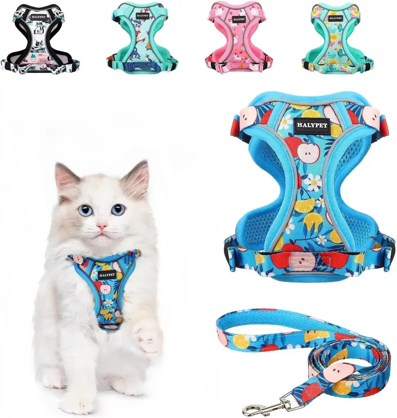Cat Harness and Leash Set Escape Proof Reflective Adjustable Vest by Wags & Whiskers Pet Supply