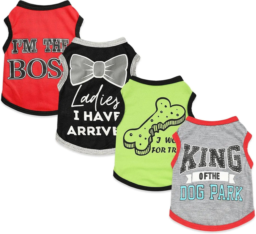 Small Dog Shirts — Cute Puppy Clothes for Chihuahua, Yorkie & Small Breeds | 4-Pack Wags & Whiskers Pet Supply