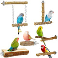 6pcs Natural Wood Bird Perches Parrot Cage Branch Stand Platform Set Small Birds by Wags & Whiskers Pet Supply