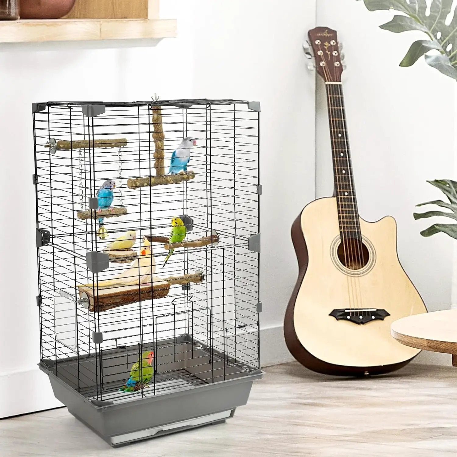 6pcs Natural Wood Bird Perches Parrot Cage Branch Stand Platform Set Small Birds by Wags & Whiskers Pet Supply