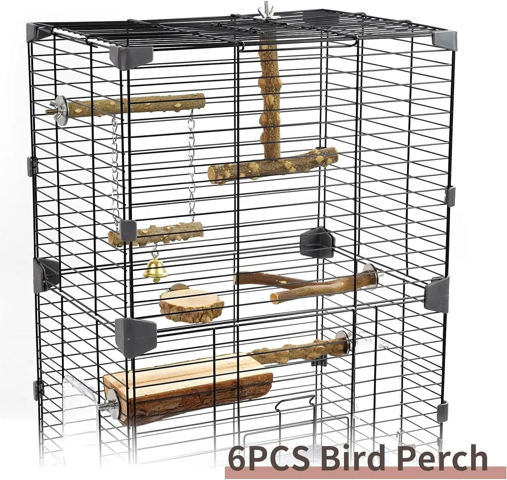 6pcs Natural Wood Bird Perches Parrot Cage Branch Stand Platform Set Small Birds by Wags & Whiskers Pet Supply
