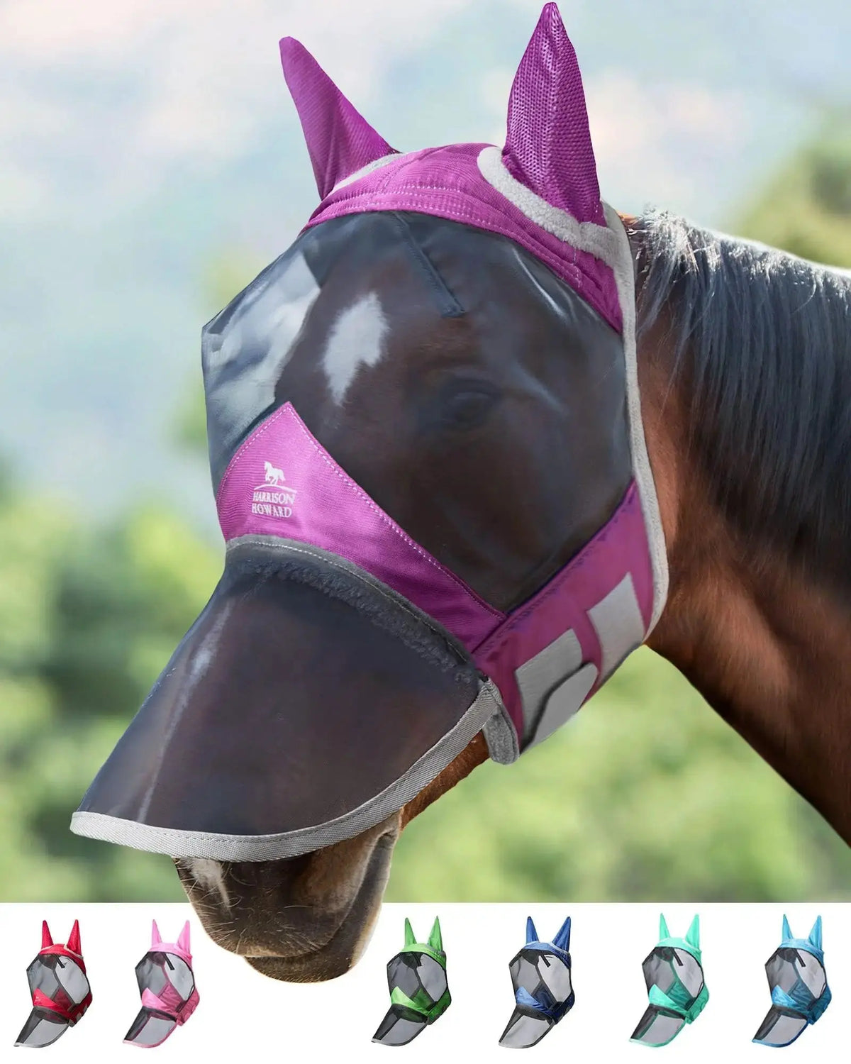Harrison Howard Pro Luminous Horse Fly Mask Large Eye Space Full Face UV Protection for Horse by Harrison Howard