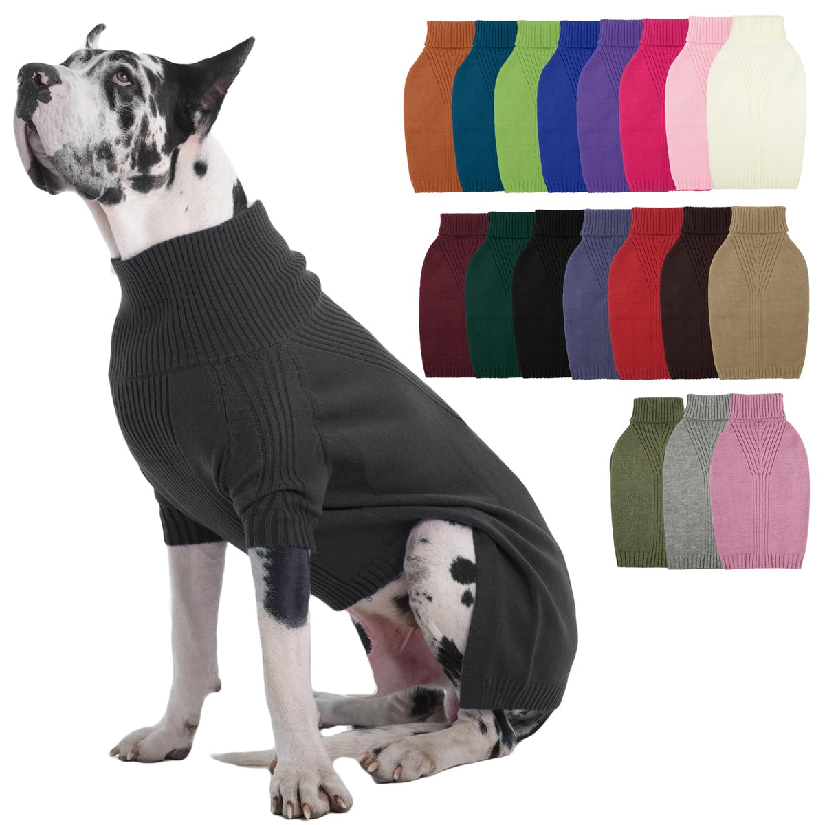 IECOii Dog Sweater,Thermal Knitted Dog Sweaters Turtleneck with Sleeve