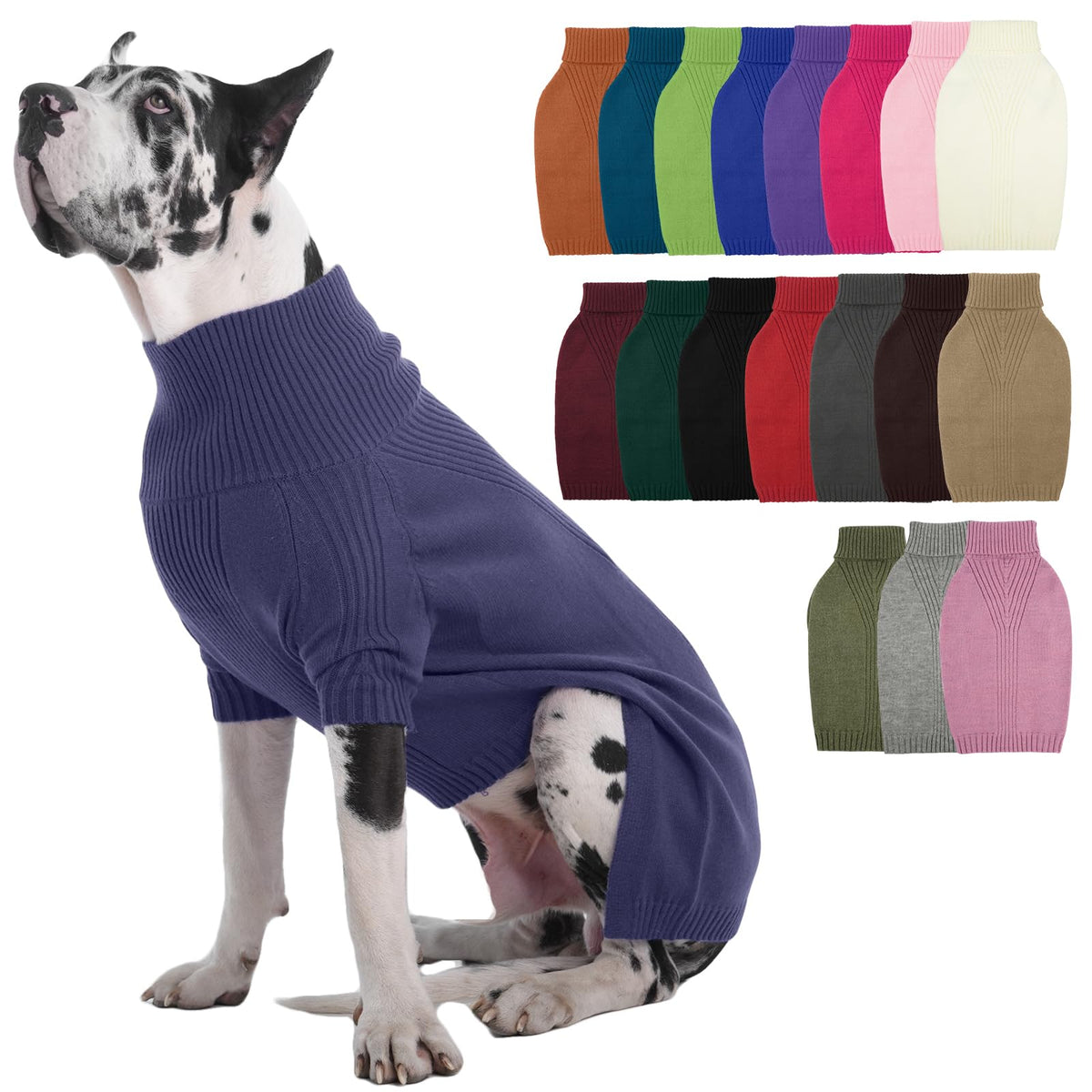IECOii Dog Sweater,Thermal Knitted Dog Sweaters Turtleneck with Sleeve