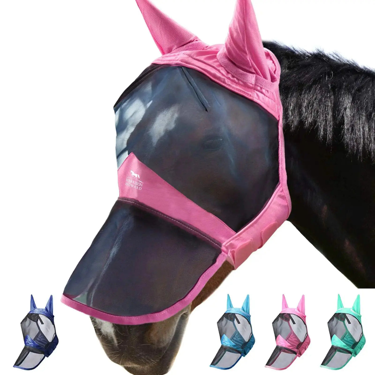 Harrison Howard Pro Luminous Horse Fly Mask Large Eye Space Full Face UV Protection for Horse by Harrison Howard