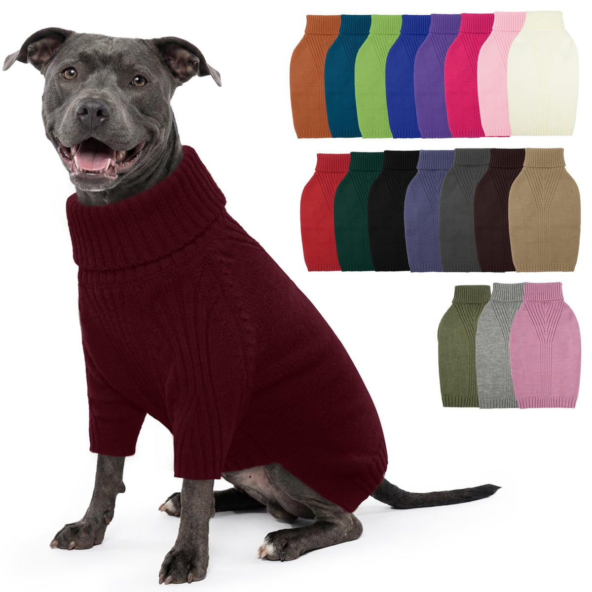 IECOii Dog Sweater,Thermal Knitted Dog Sweaters Turtleneck with Sleeve