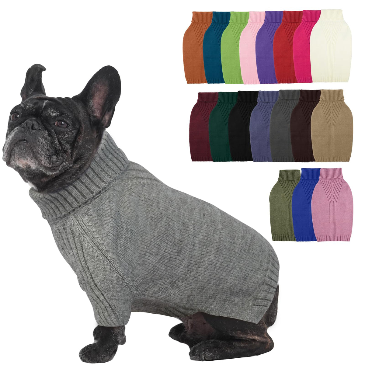 IECOii Dog Sweater,Thermal Knitted Dog Sweaters Turtleneck with Sleeve