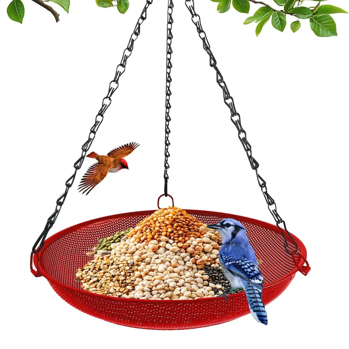 Hanging Bird Feeder, Metal Mesh Seed Tray Bird Feeders for Outdoors Garden Yard to Attract Wild Birds by VIHSIPR