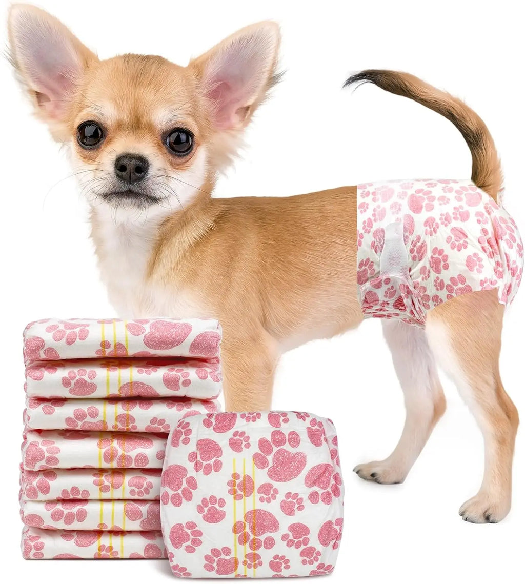 Female Dog Diapers 48 Count Disposable Leakproof Puppy Diapers XXS- Medium Wags & Whiskers Pet Supply