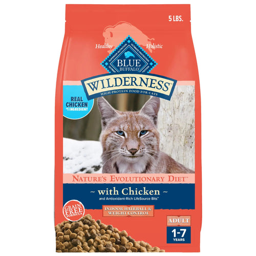 Blue Buffalo Wilderness High Protein, Natural Adult Indoor Hairball & Weight Control Dry Cat Food Blue Buffalo