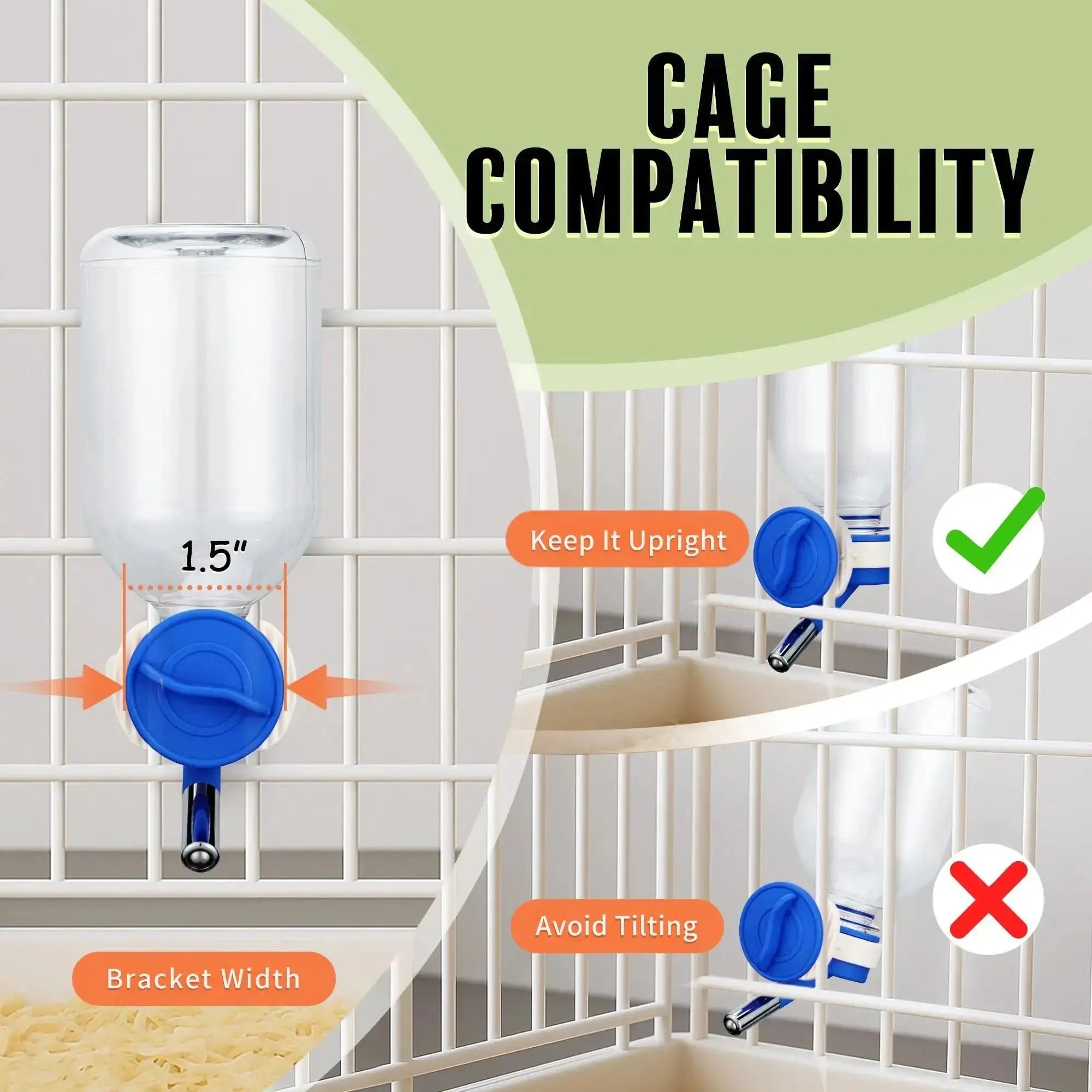 Choco Nose Patented No-Drip Water Bottle/Feeder for Hamsters/Hedgehogs/Gliders/Rats/Mice/Other Small Pets and Animals - for Cages, Crates or Wall Mount by Choco Nose
