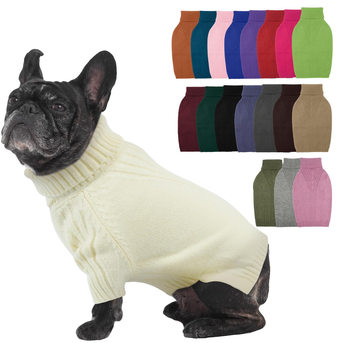 IECOii Dog Sweater,Thermal Knitted Dog Sweaters Turtleneck with Sleeve