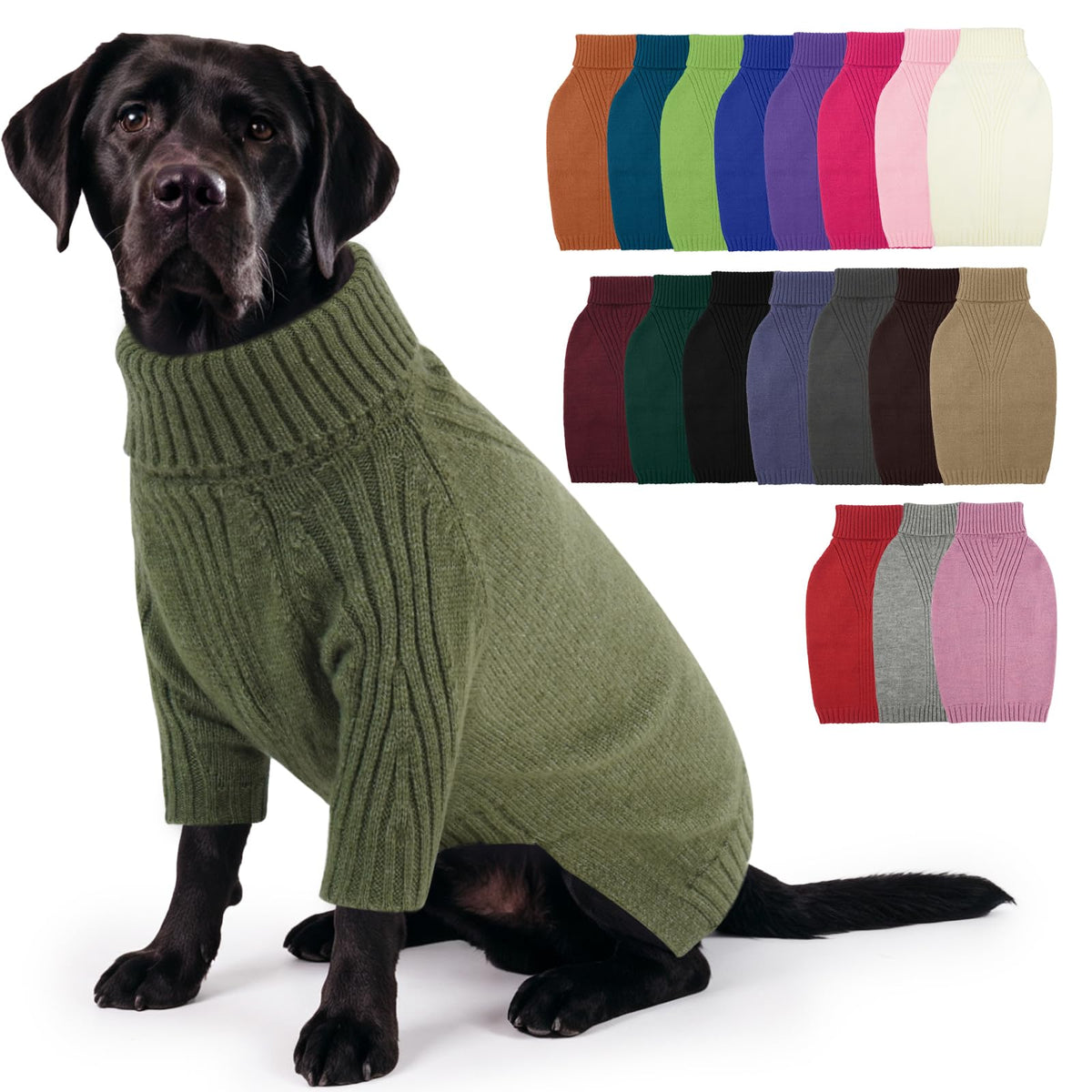 IECOii Dog Sweater,Thermal Knitted Dog Sweaters Turtleneck with Sleeve