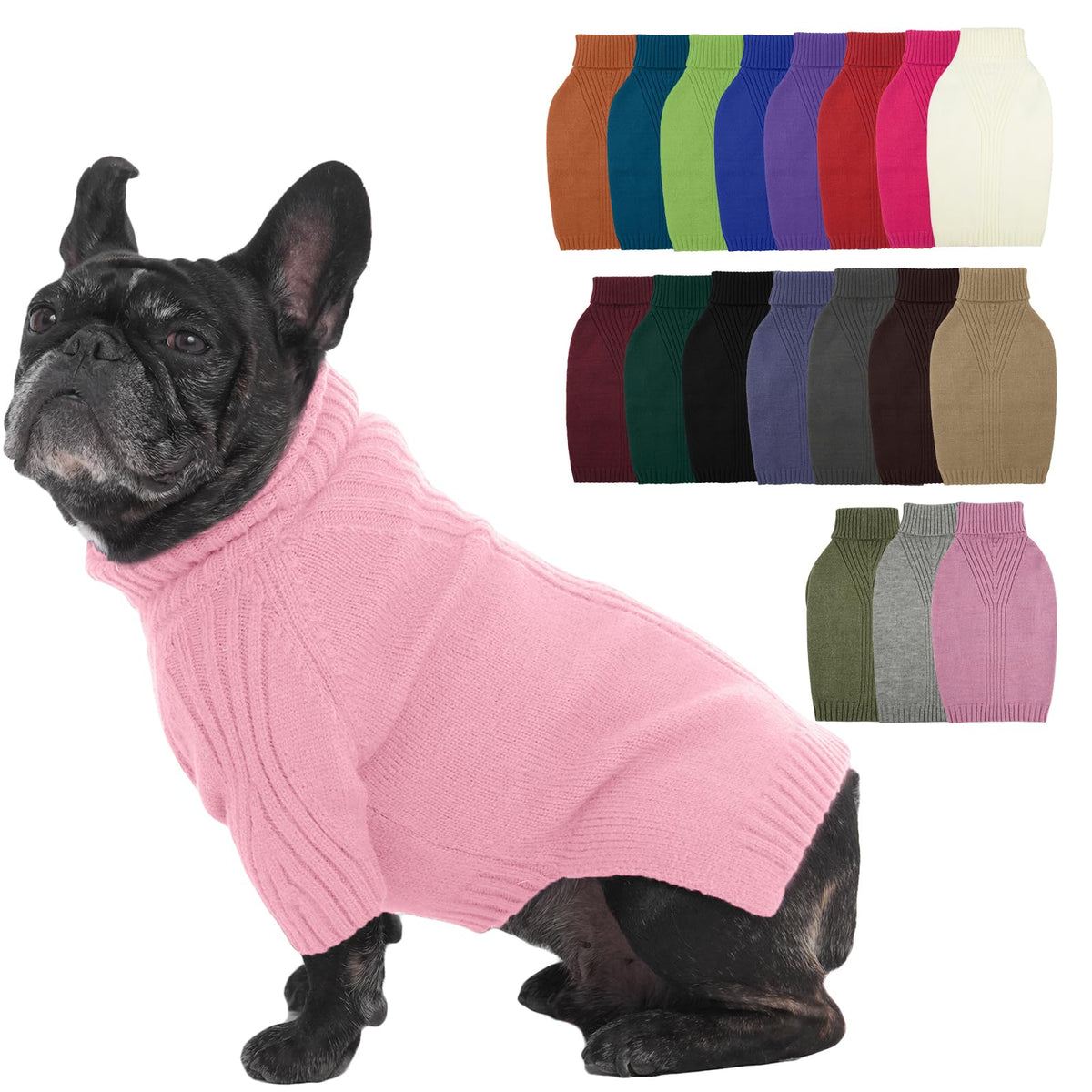 IECOii Dog Sweater,Thermal Knitted Dog Sweaters Turtleneck with Sleeve