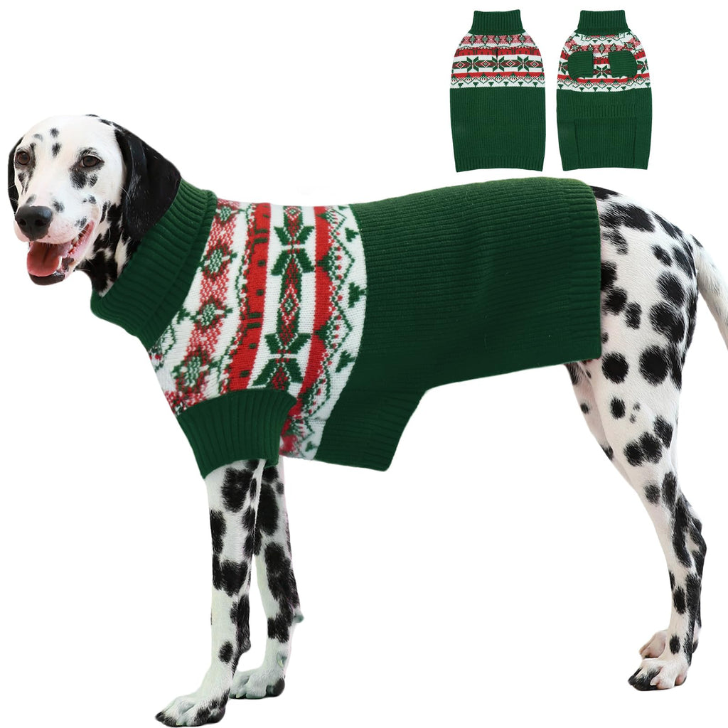 IECOii Dog Christmas Sweater - Turtleneck Sleeveless Design with Leash Hole, Snowflake & Snowman Prints, Festive Holiday Pet Sweater