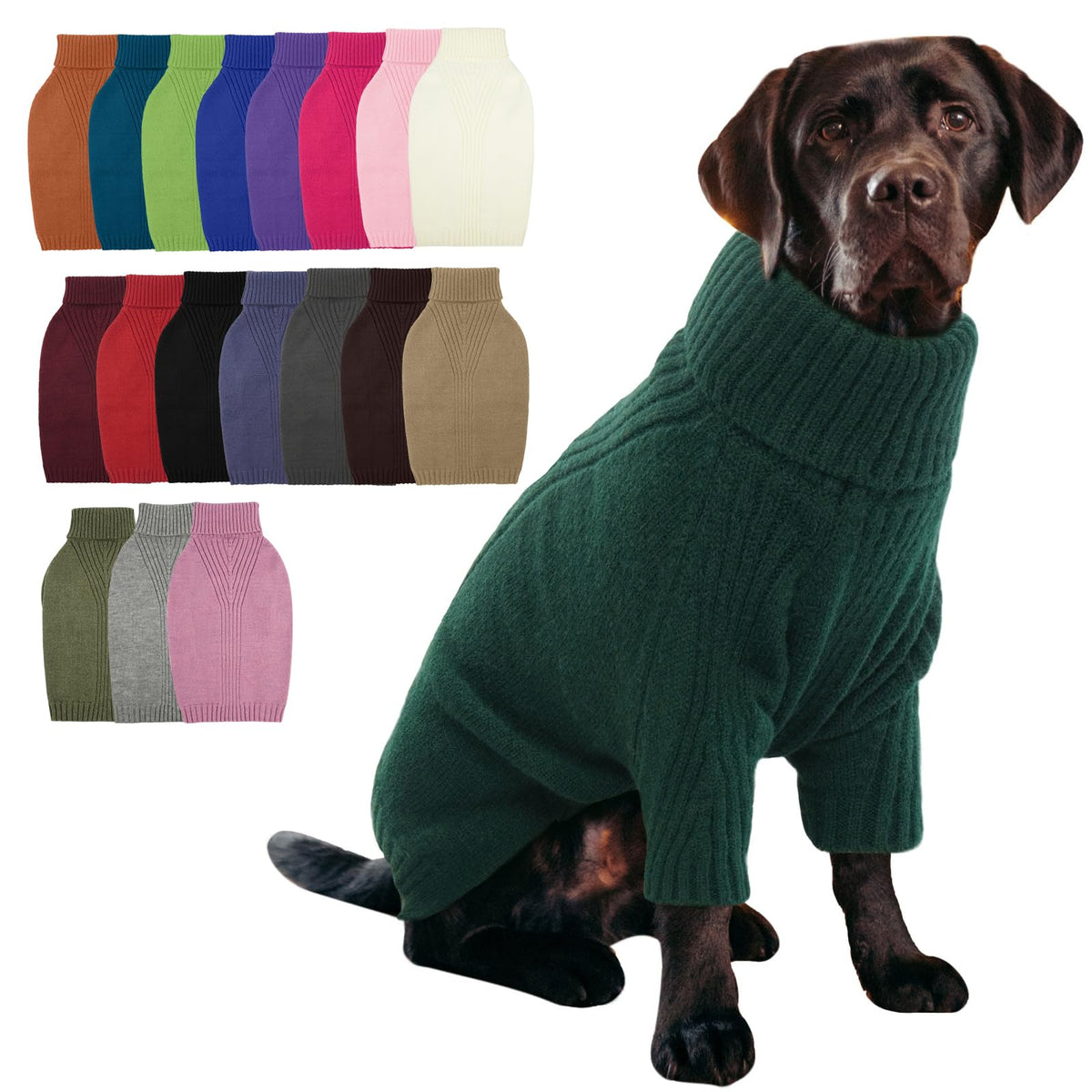 IECOii Dog Sweater,Thermal Knitted Dog Sweaters Turtleneck with Sleeve