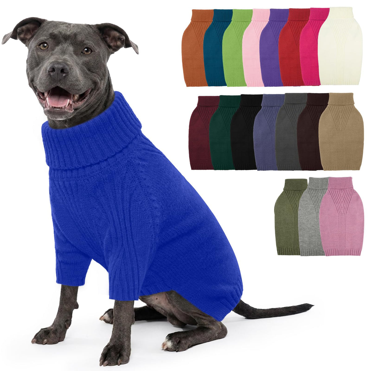 IECOii Dog Sweater,Thermal Knitted Dog Sweaters Turtleneck with Sleeve