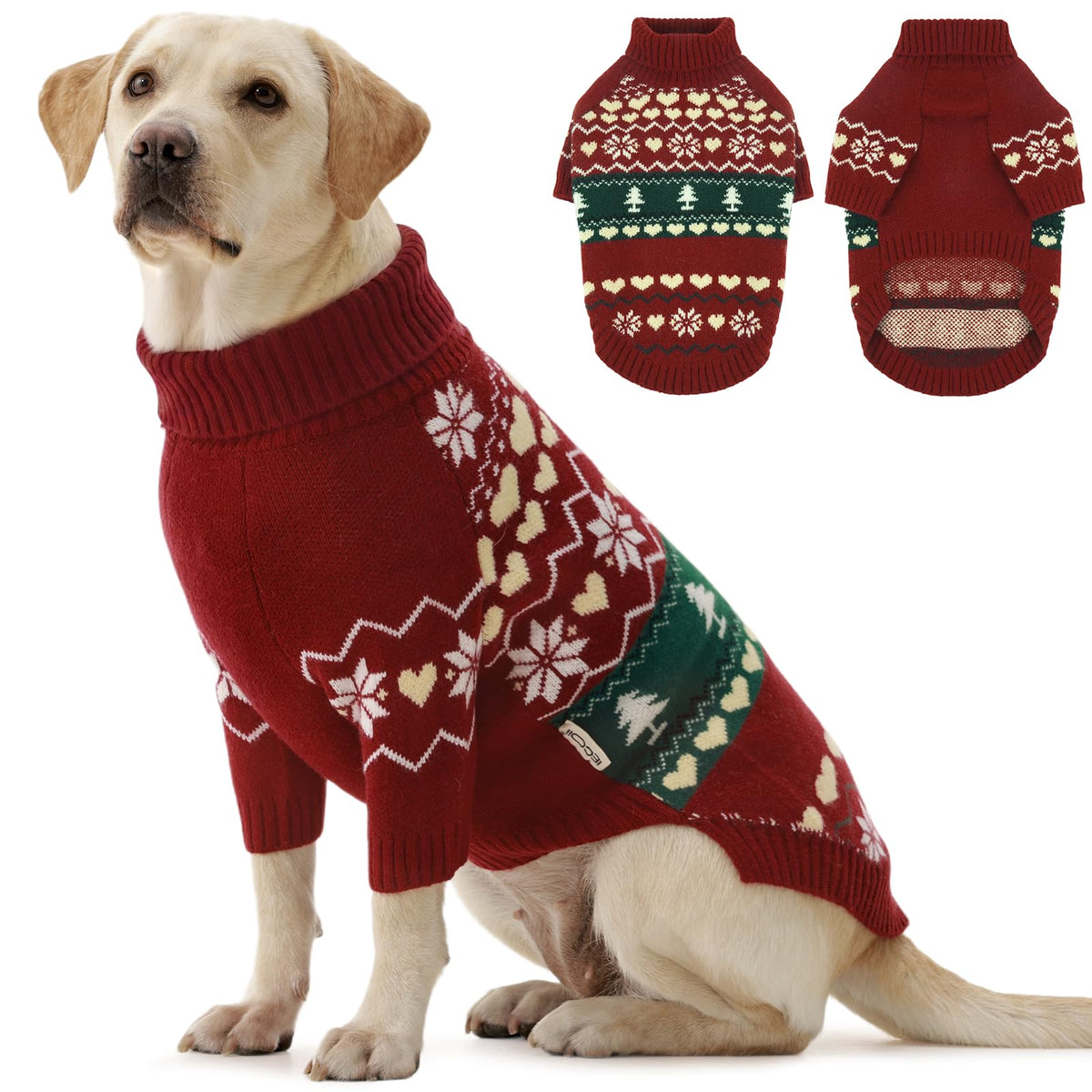 IECOii Dog Sweater,Thermal Knitted Dog Sweaters Turtleneck with Sleeve