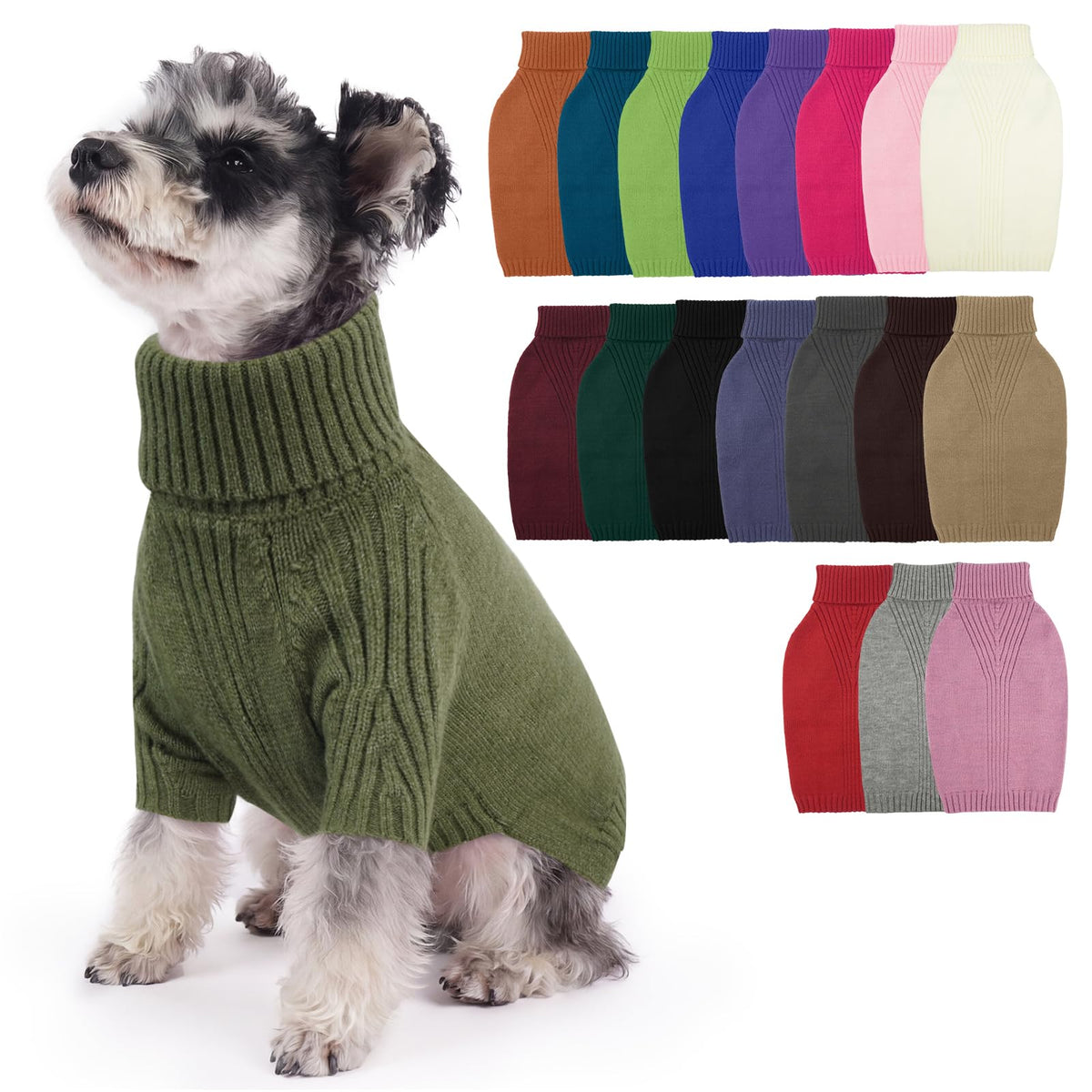 IECOii Dog Sweater,Thermal Knitted Dog Sweaters Turtleneck with Sleeve