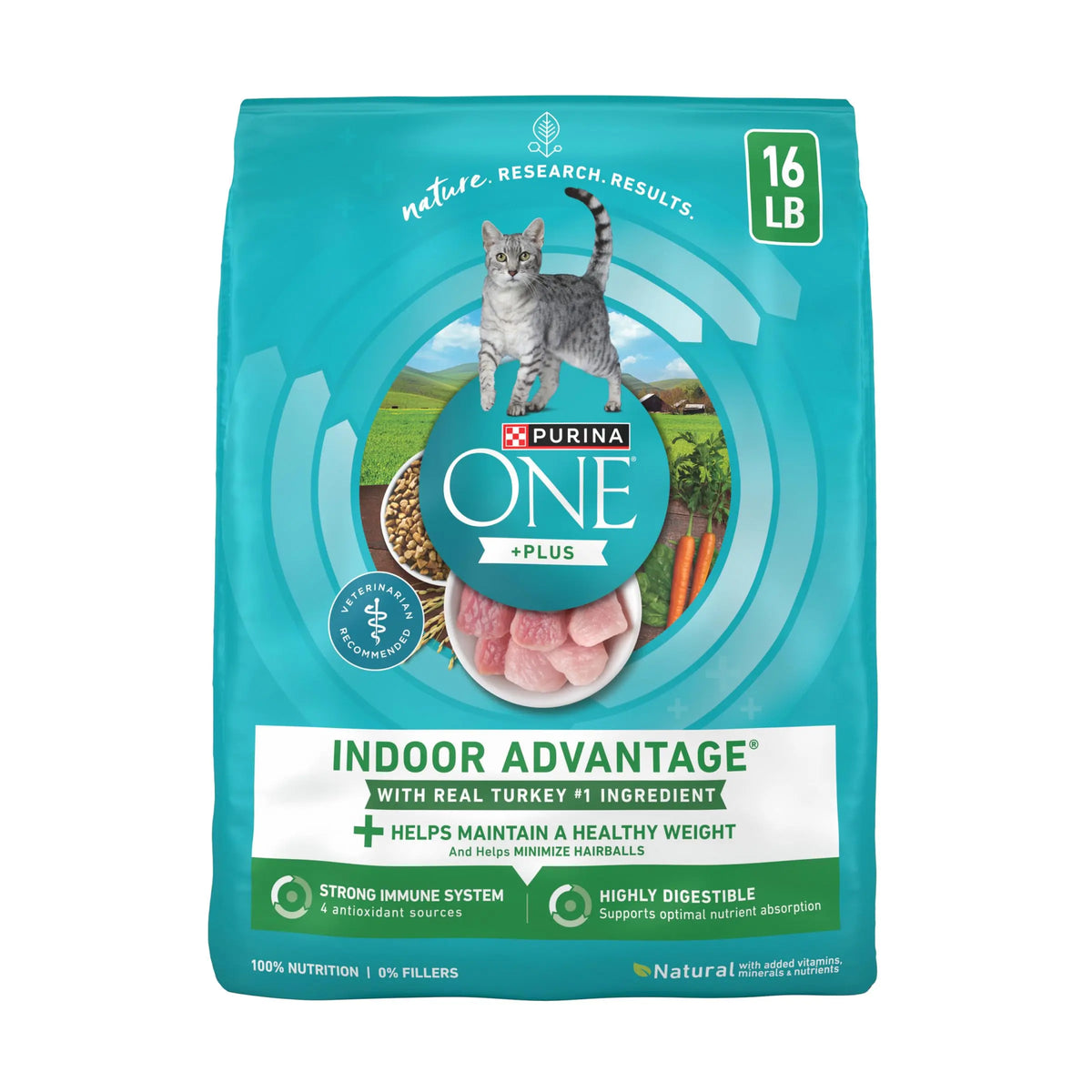 Purina ONE Natural Low Fat, Indoor Dry Weight Control High Protein Cat Food Plus Indoor Advantage with Real Salmon - 16 lb. Bag - FurrBaby Necessities