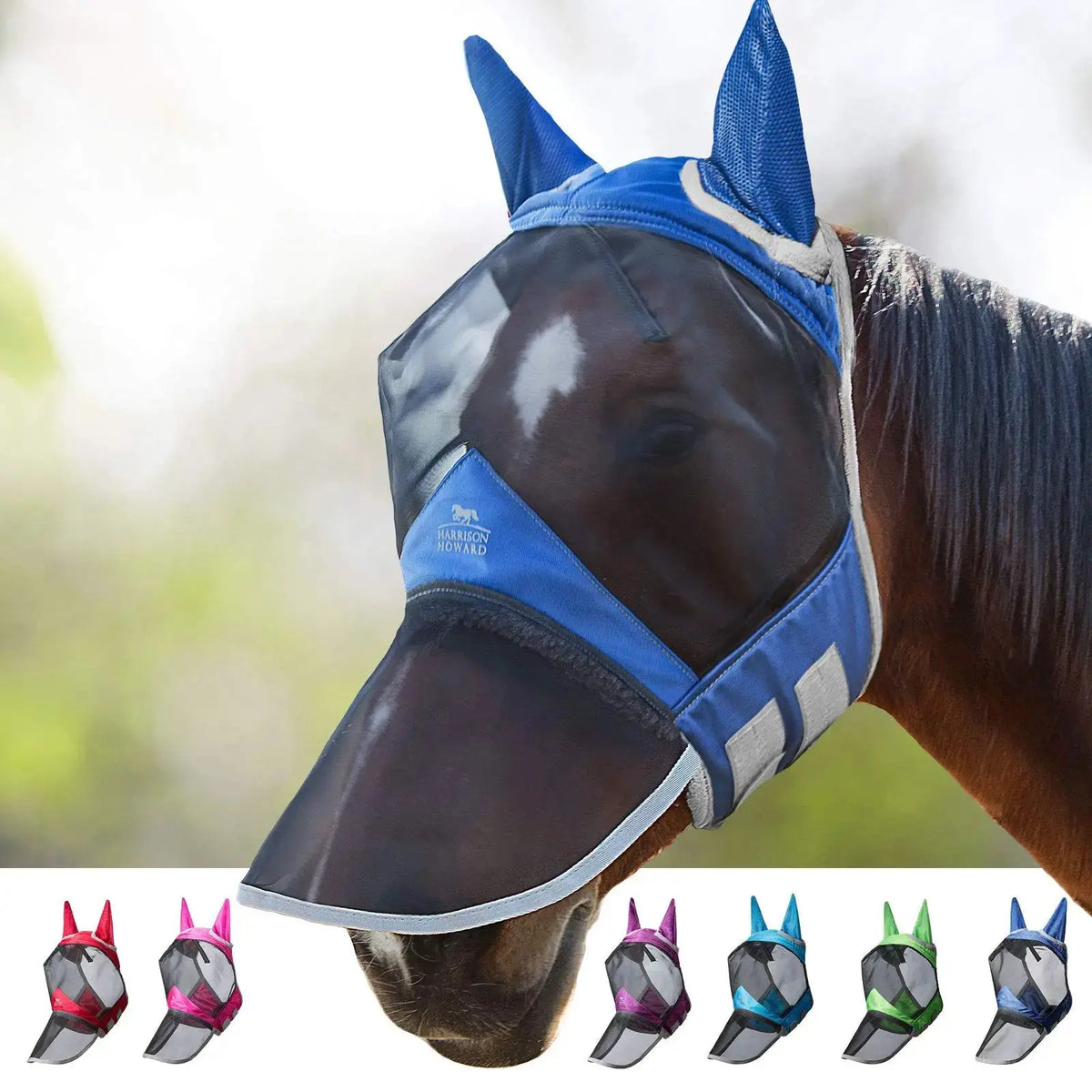 Harrison Howard Pro Luminous Horse Fly Mask Large Eye Space Full Face UV Protection for Horse by Harrison Howard