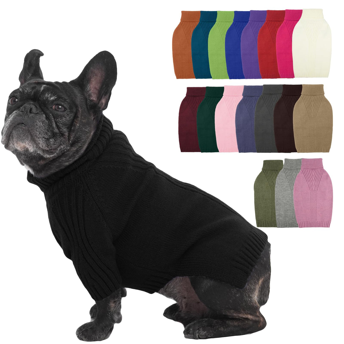 IECOii Dog Sweater,Thermal Knitted Dog Sweaters Turtleneck with Sleeve