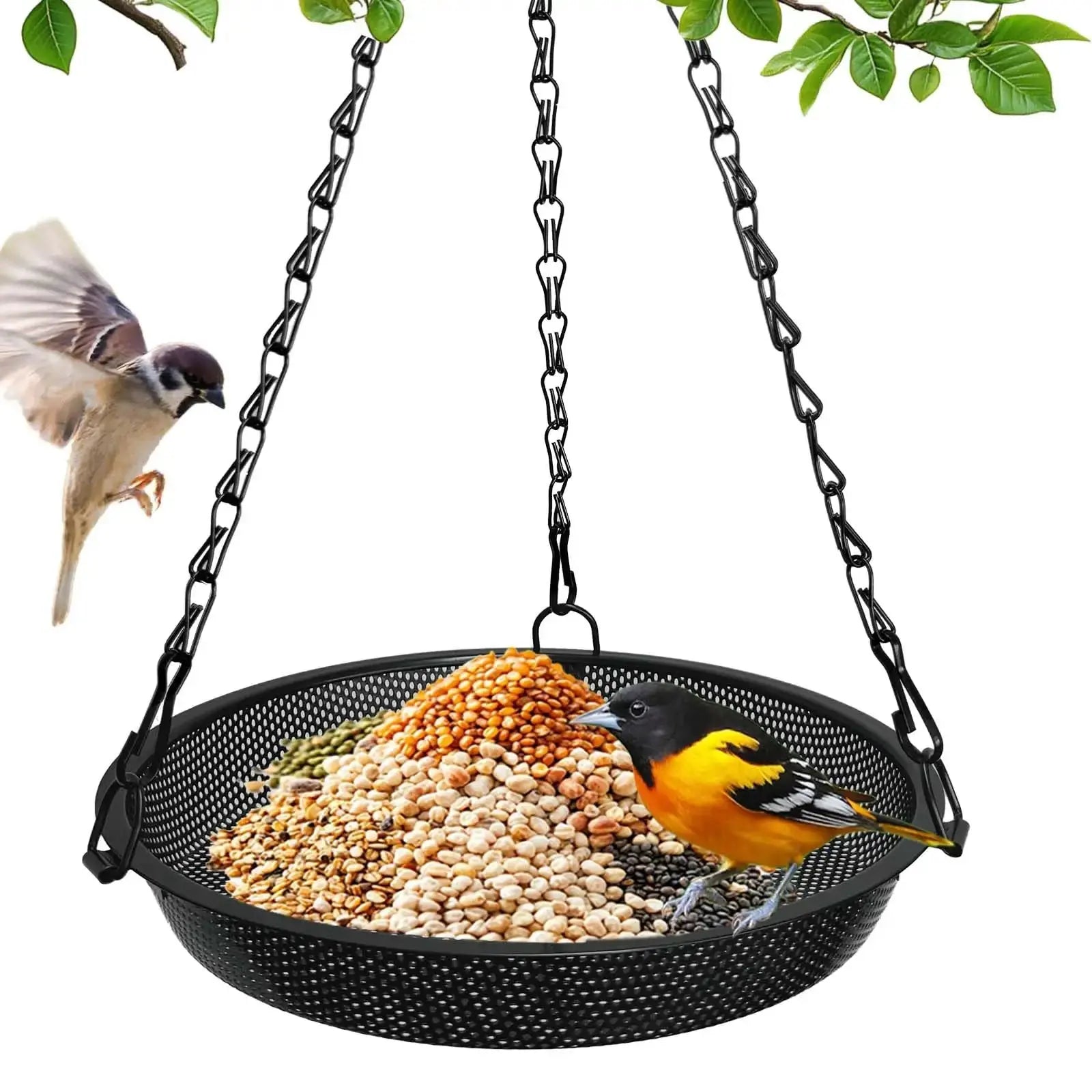 Hanging Bird Feeder, Metal Mesh Seed Tray Bird Feeders for Outdoors Garden Yard to Attract Wild Birds by VIHSIPR