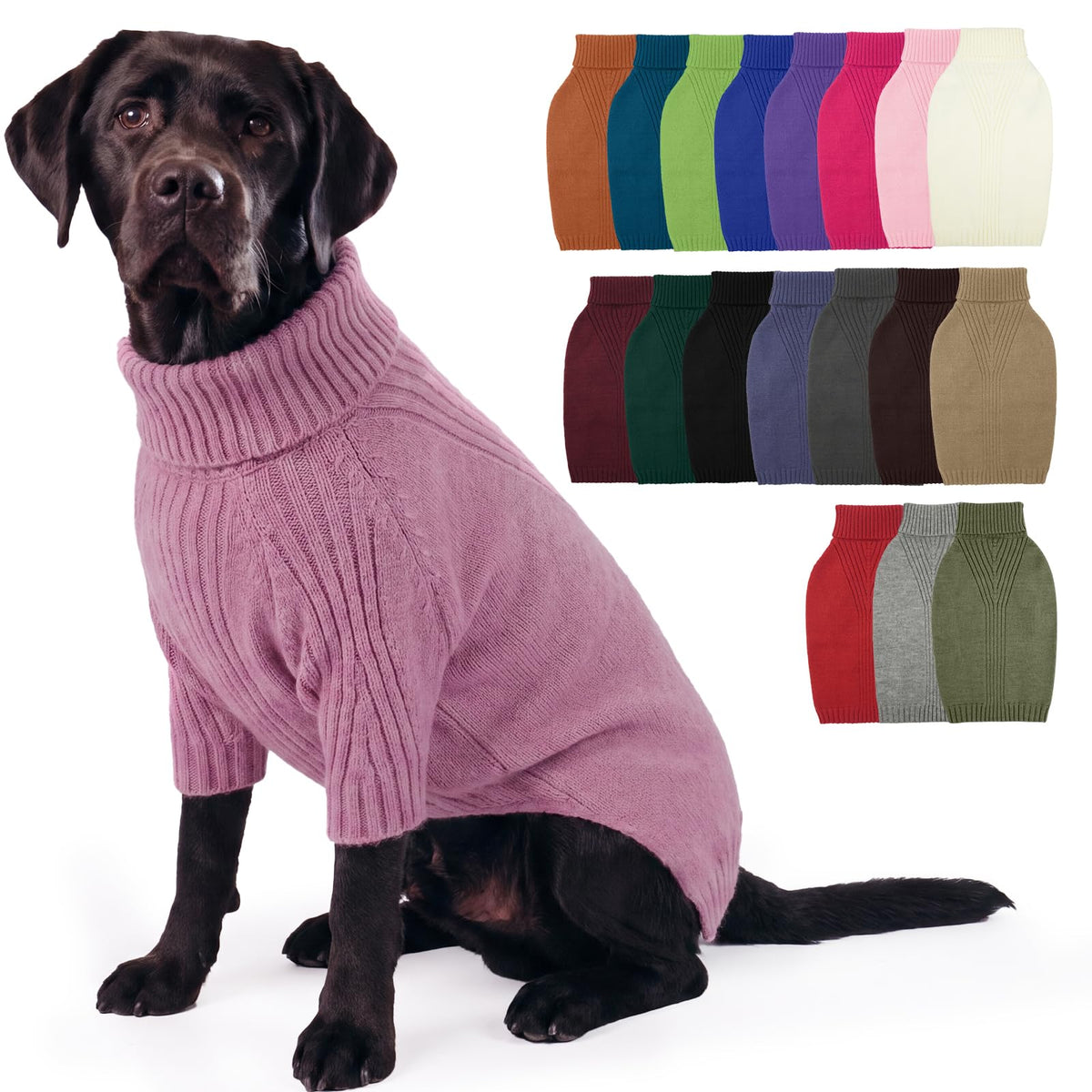 IECOii Dog Sweater,Thermal Knitted Dog Sweaters Turtleneck with Sleeve