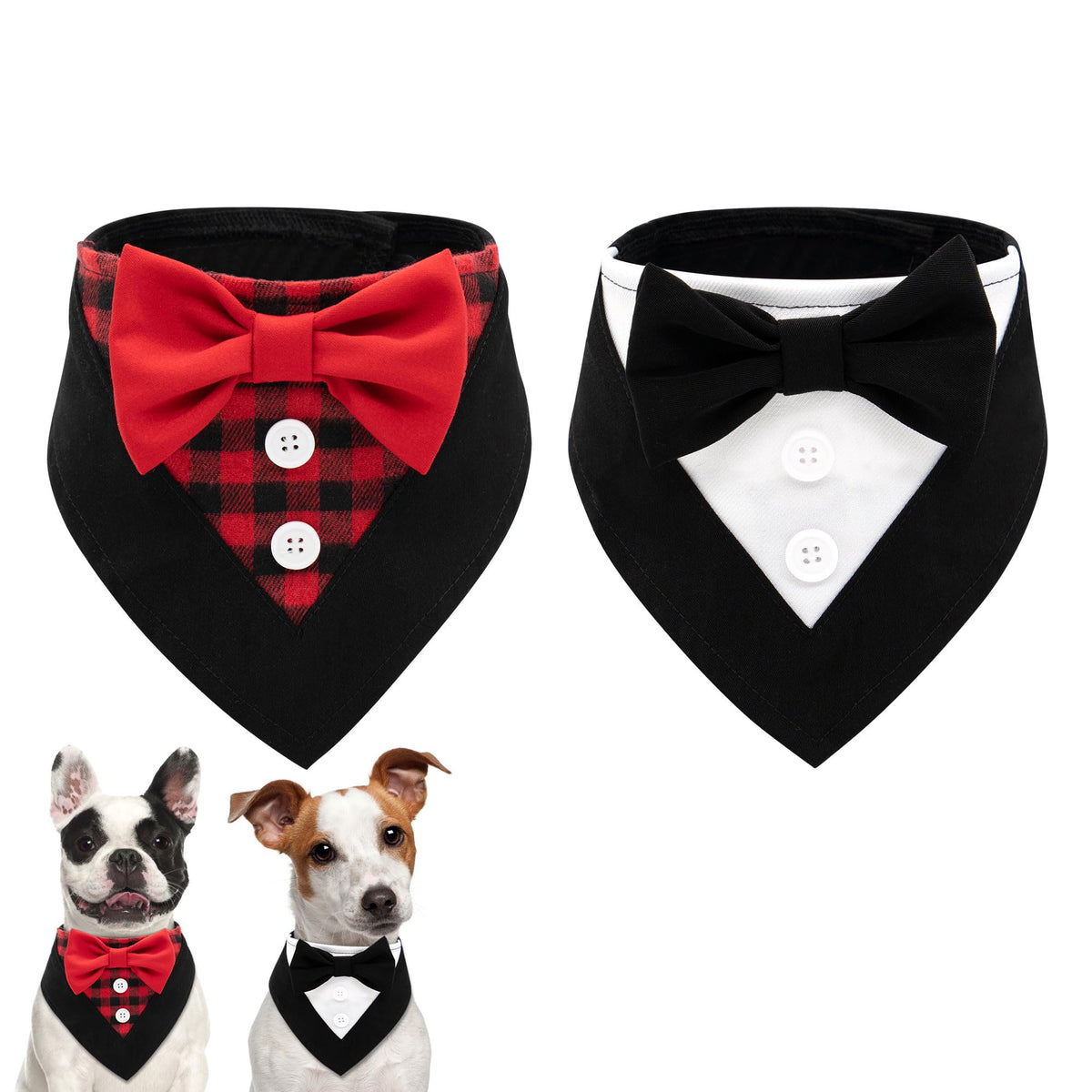 cyeollo Dog Tuxedo Costume Dog Wedding Bandana Collar with Bow Tie Adjustable Dog Tux Formal Dog Costumes Pet Party Birthday Gifts for Small Medium Large Dogs