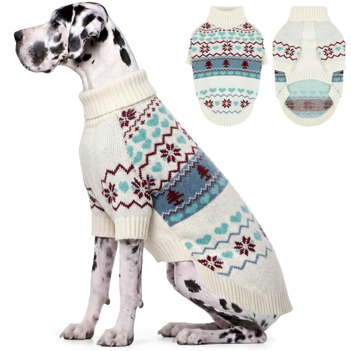 IECOii Dog Sweater,Thermal Knitted Dog Sweaters Turtleneck with Sleeve