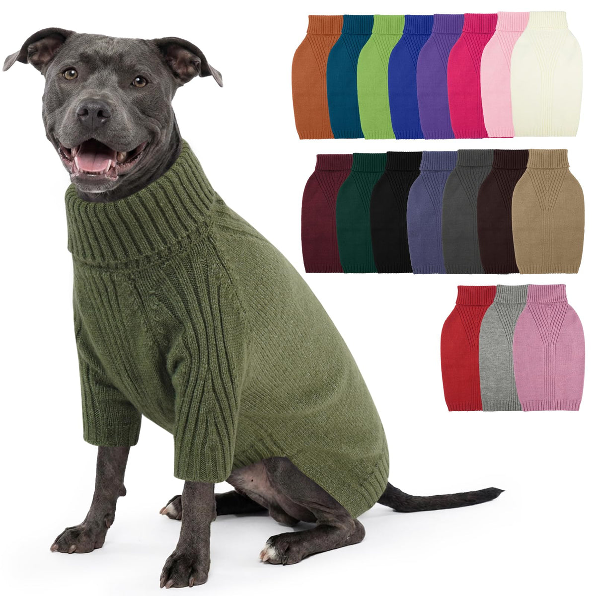 IECOii Dog Sweater,Thermal Knitted Dog Sweaters Turtleneck with Sleeve
