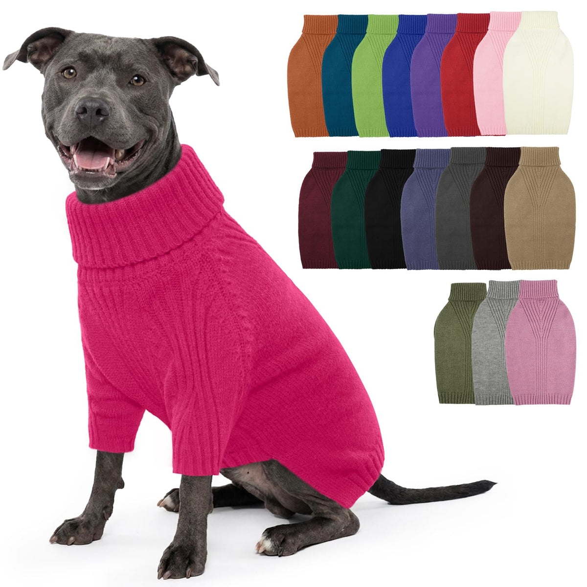 IECOii Dog Sweater,Thermal Knitted Dog Sweaters Turtleneck with Sleeve