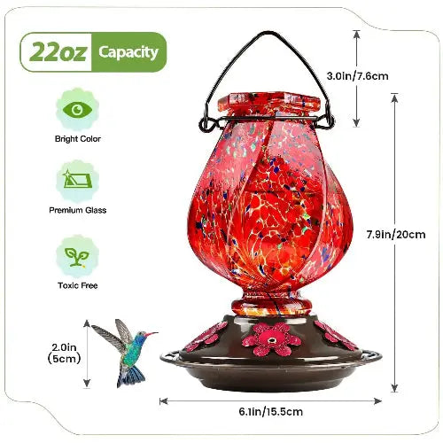 BOLITE Twisted Series Hand Blown Glass Hummingbird Feeders by BOLITE