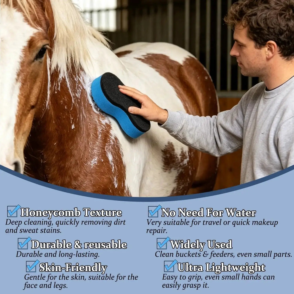 2-in-1 Horse Groomer Sponge Scrubber, Deep Cleaning Scrubber by Youven