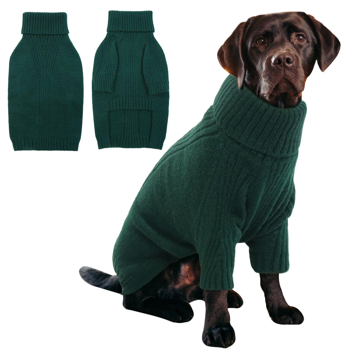 IECOii Dog Sweater,Thermal Knitted Dog Sweaters Turtleneck with Sleeve