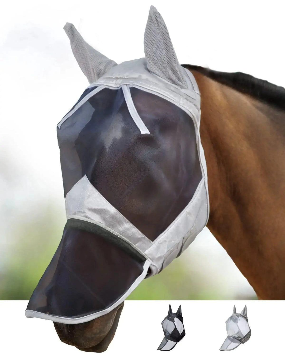 Harrison Howard CareMaster Horse Fly Mask Long Nose with Ears Full Face by Harrison Howard