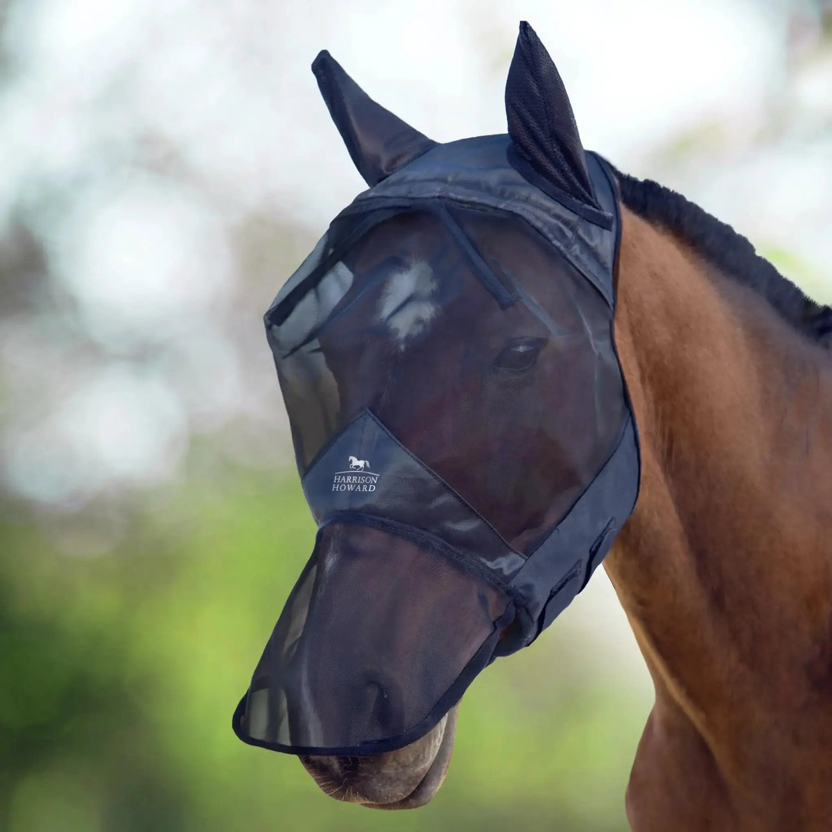 Harrison Howard CareMaster Horse Fly Mask Long Nose with Ears Full Face by Harrison Howard