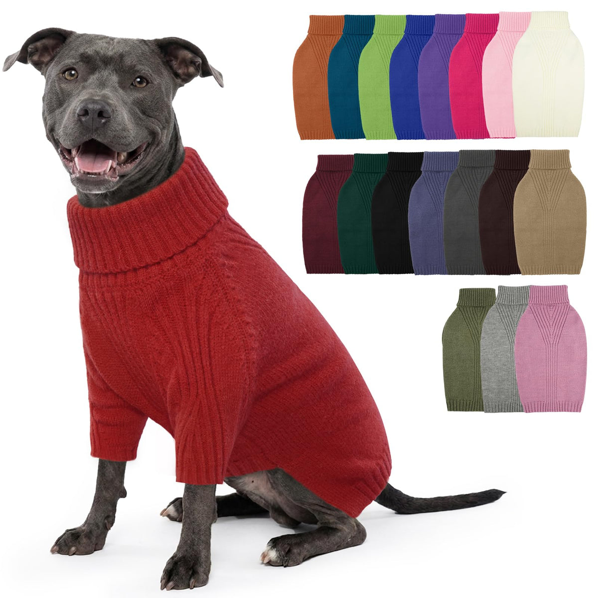 IECOii Dog Sweater,Thermal Knitted Dog Sweaters Turtleneck with Sleeve