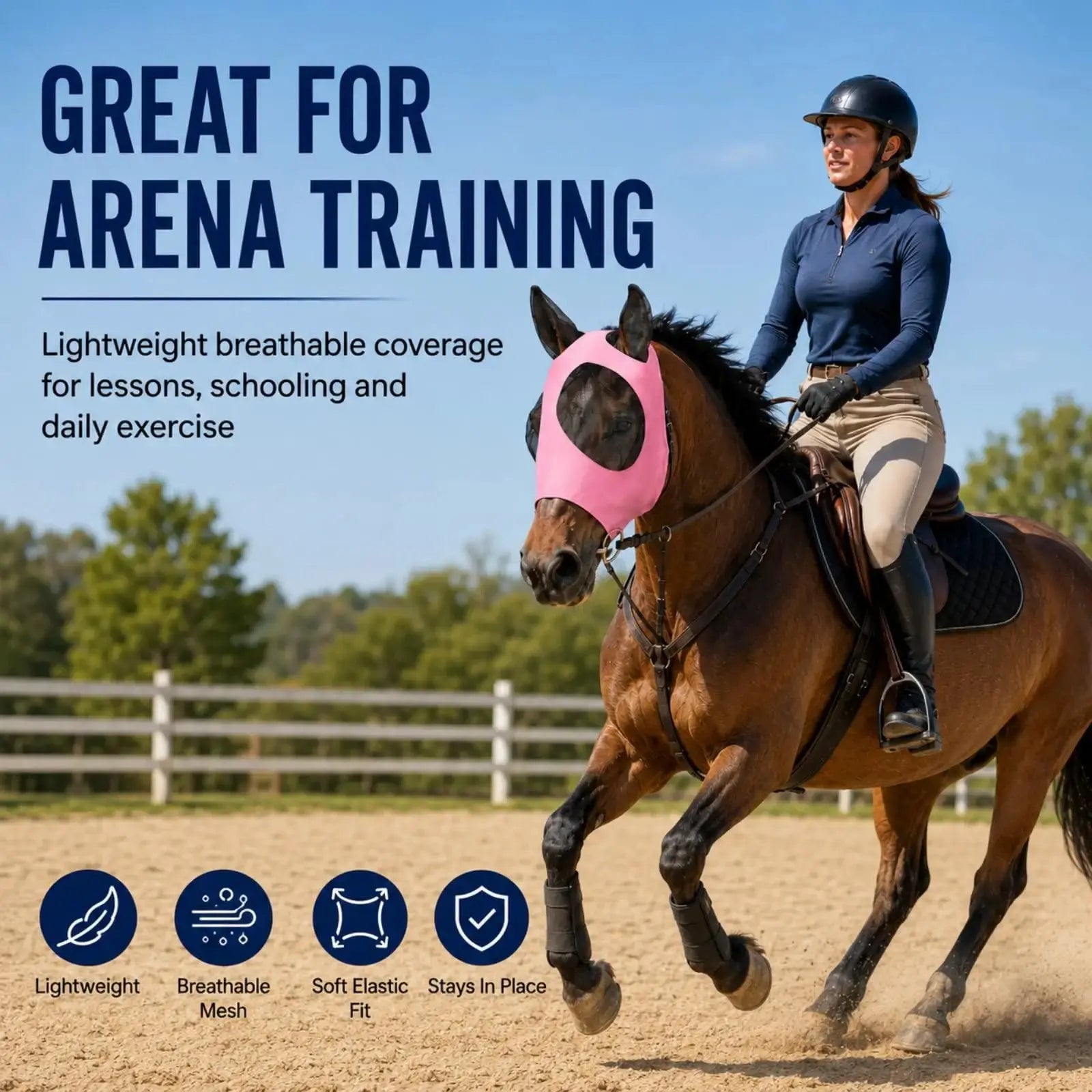 Sanwuta Horse Fly Masks with Ears, Breathable Mesh UV Protection Horse Face Masks, Soft Elastic Comfortable Fit for Riding Outdoor Summer Supplies Bulk by Sanwuta