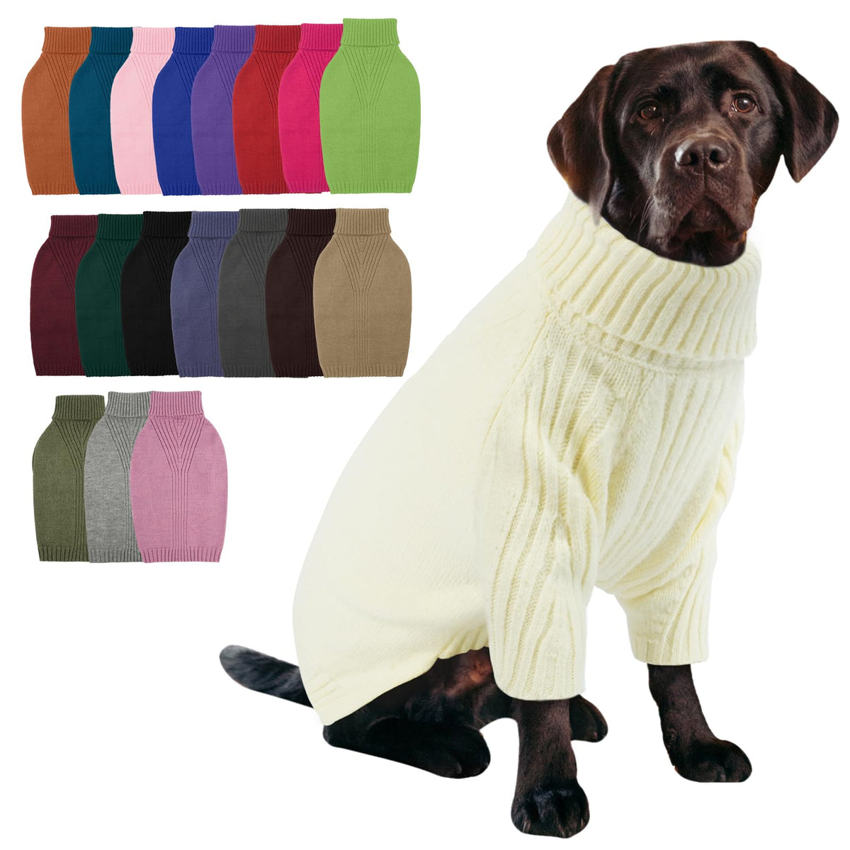 IECOii Dog Sweater,Thermal Knitted Dog Sweaters Turtleneck with Sleeve