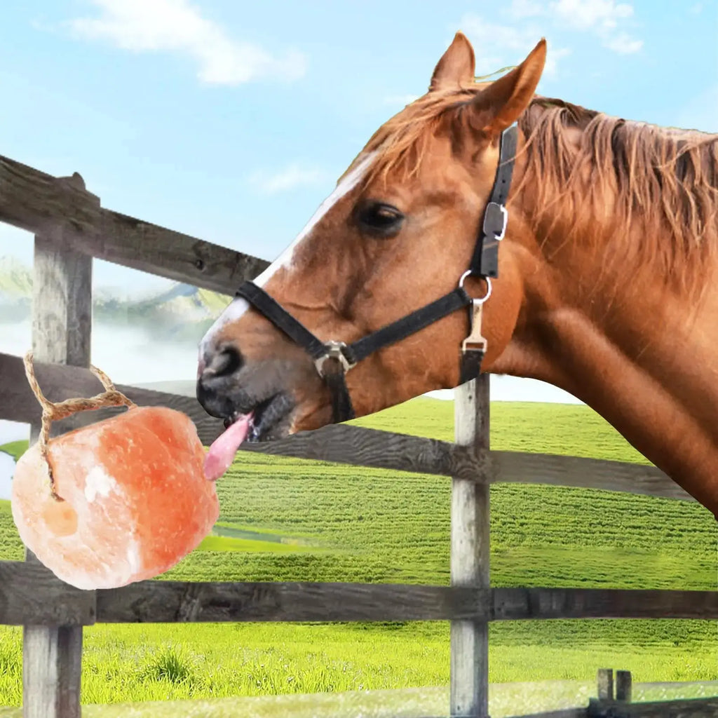 kathson Himalayan Salt Lick Salt Block on Rope for Horse Animals Mineral Salt Licks Natural Pink Licking Salt for Horses Deer Cattle Sheep and Other Livestock (1 Pcs,2.4-3.3 lbs) by kathson