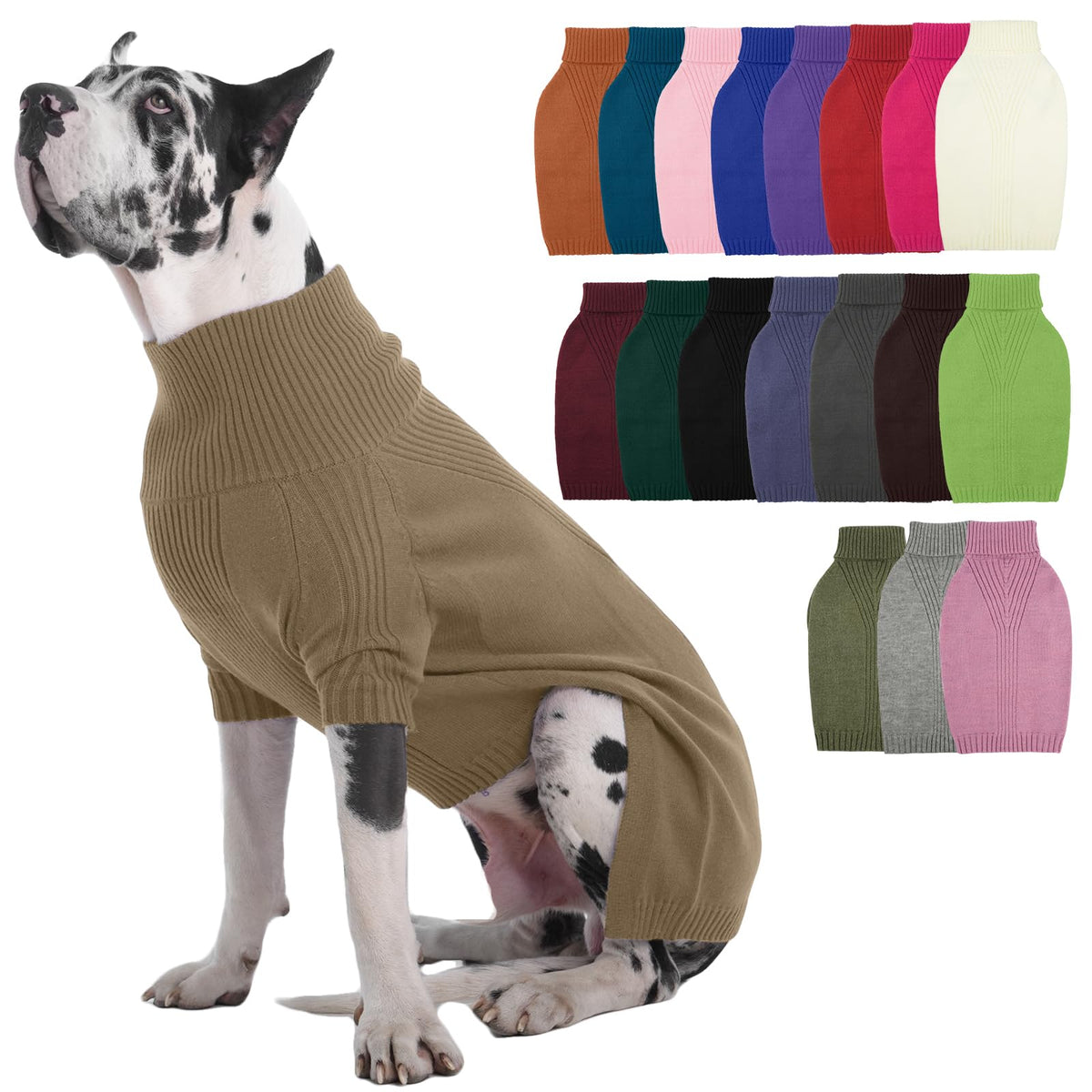 IECOii Dog Sweater,Thermal Knitted Dog Sweaters Turtleneck with Sleeve