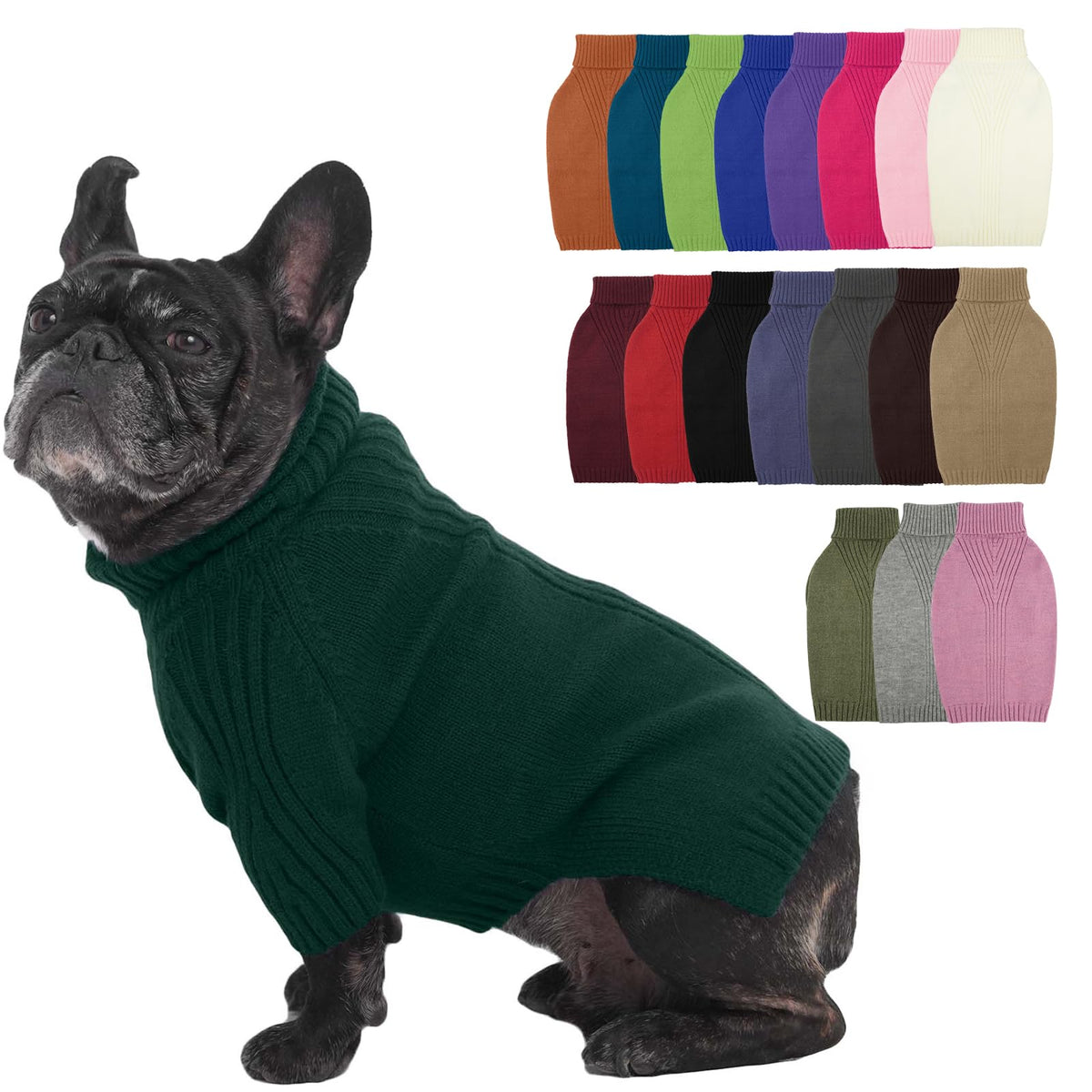 IECOii Dog Sweater,Thermal Knitted Dog Sweaters Turtleneck with Sleeve